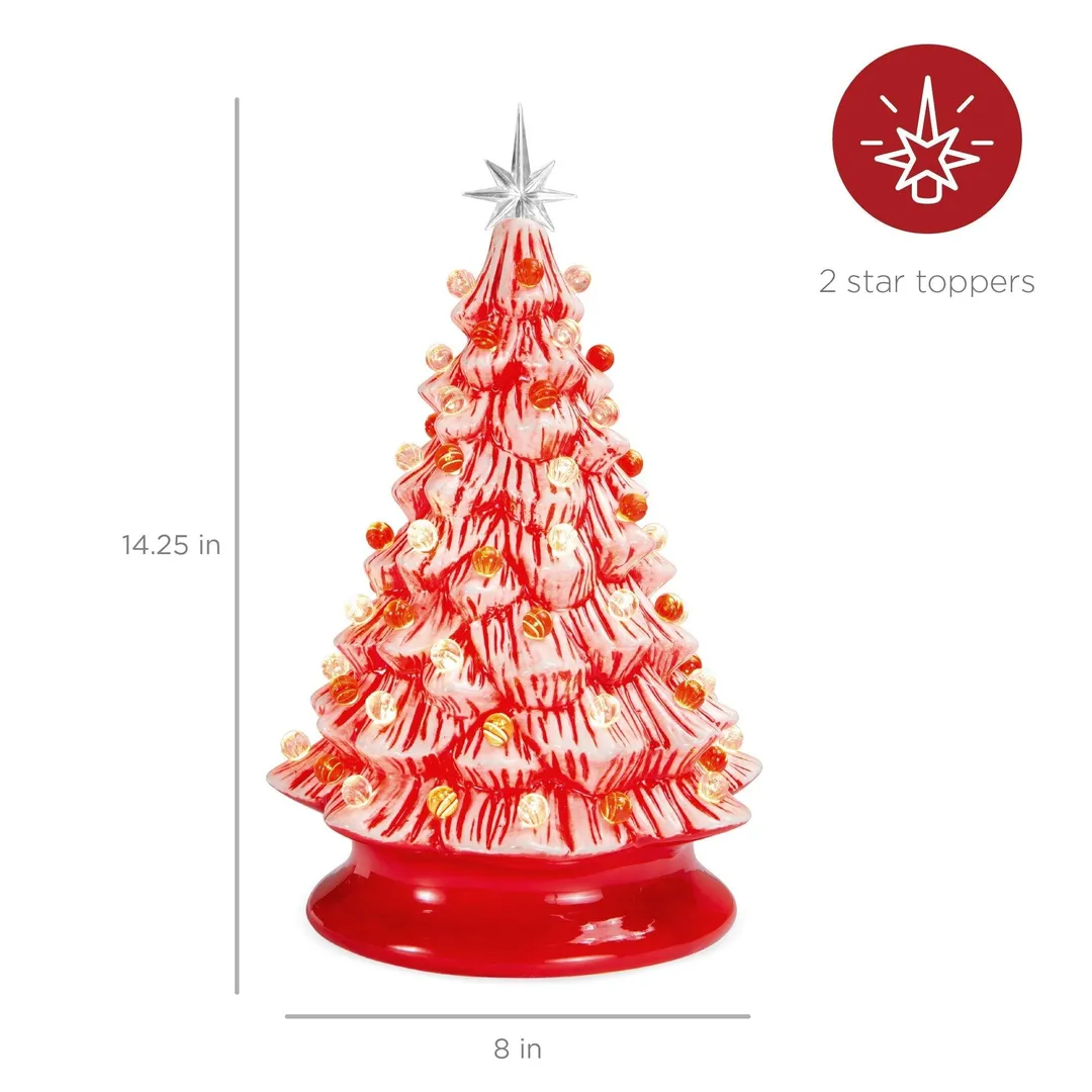 Best Choice Products 15in Pre-lit Ceramic Christmas Tree w/ Cord, Hand-Painted  Decoration - Peppermint Candy Cane, photo 7 of 7
