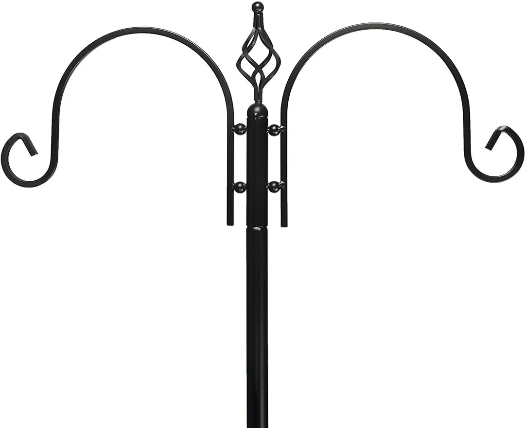 Deluxe Bird Feeding Station in Black : Hang Multiple Feeders From the 4 Hangers to Your Yard - 22 inch Wide x 7 feet 8 inch Tall, photo 6 of 8