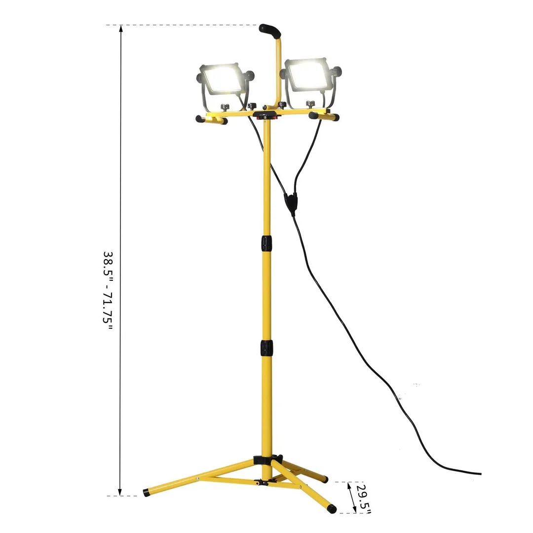 HOMCOM 8,000 Lumen LED Work Lights Dual Head Weather Resistant with Tripod Stand, photo 7 of 10