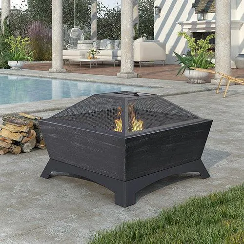 SAIBAIYEE Quality Steel Fire Pit with Log Poker, Mesh Screen for Outdoor Living, Family Use, Dark Gray, photo 7 of 8