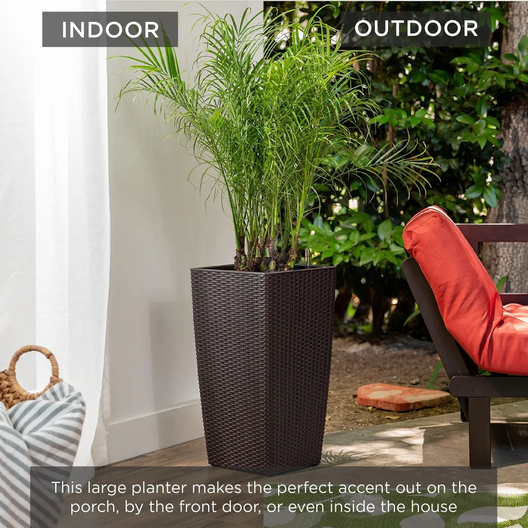 Best Choice Products Indoor Outdoor Self-Watering Planter w/ Wheels, Water Gauge, Liner, Handles, Drainage Plug - Brown, photo 6 of 7