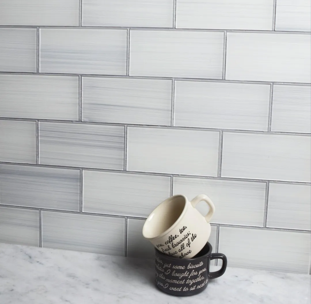 WS Tiles - Peel & Stick Hand Painted White 3 in. x 6 in. Individual Glass Subway Wall Tile (8 sq. ft / Case), photo 2 of 5