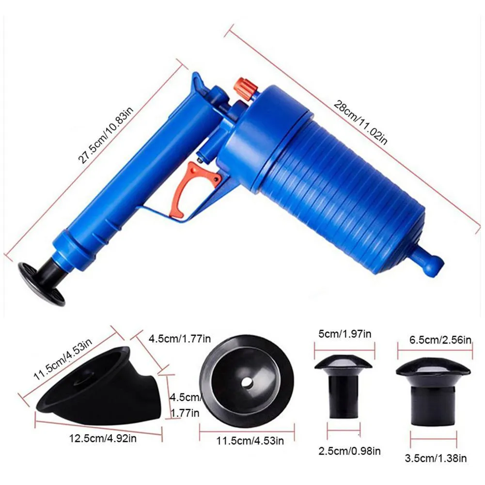 Filfeel Toilet Plunger Drain Blaster Cleaner Gun Air Power Drain Pump High Pressure Powerful Manual Sink Plunger Opener Dredge Tools Cleaner for Bathroom Shower kitchen Clogged Pipe Bathtub Basin, photo 3 of 6