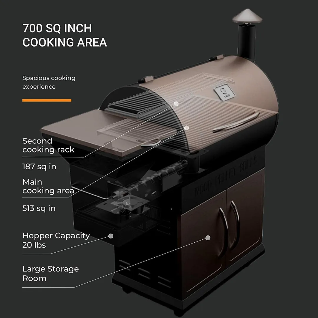 Z GRILLS ZPG-700D 2020 Upgrade Wood Pellet Grill & Smoker, 8 in 1 BBQ Grill Auto Temperature Control, inch Cooking Area, 700 sq in Bronze, photo 4 of 10