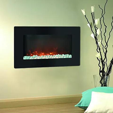 CAMBR30WMEF-1BLK 30" Wall Mount Electronic Fireplace With Crystal Rocks
