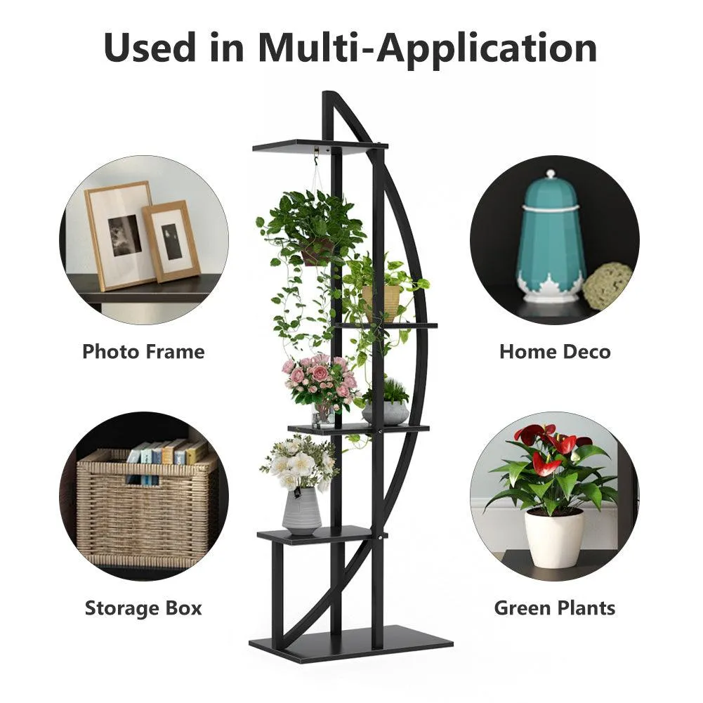 Tribesigns 5-Tier Plant Stand Pack of 2, Multi-Purpose Curved Display Shelf Bonsai Flower Plant Stand Rack for Garden, Patio, or Balcony, Indoor and Outdoor Use, photo 9 of 9