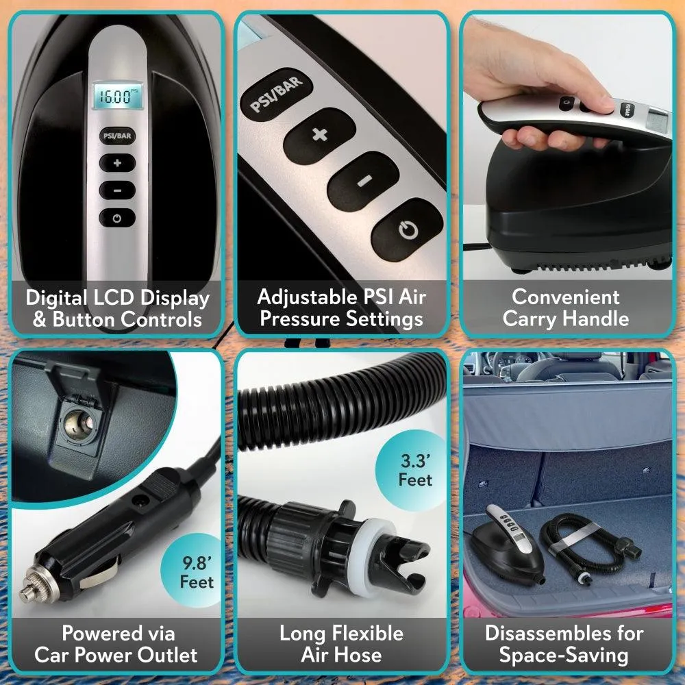 SereneLife SLPUMP20 - Electric Air Pump Compressor / Air Inflator (for SUP Stand-Up Paddle-Boards & Water Sport Pool Inflatables), photo 3 of 4