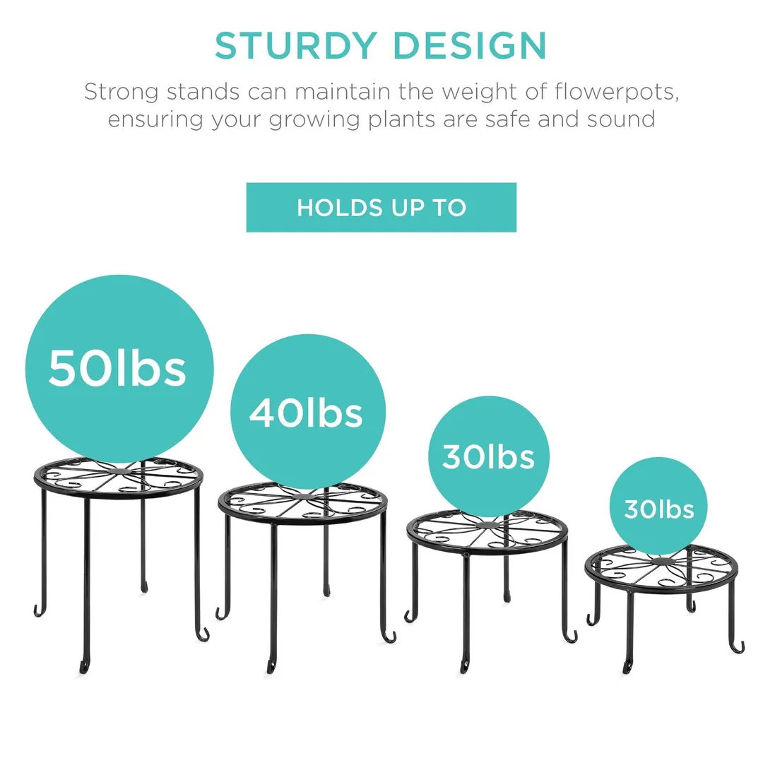 Best Choice Products Set of 4 Indoor Outdoor Metal Plant Stands, Flowerpot Holders for Home & Garden w/Starburst Design, photo 3 of 7