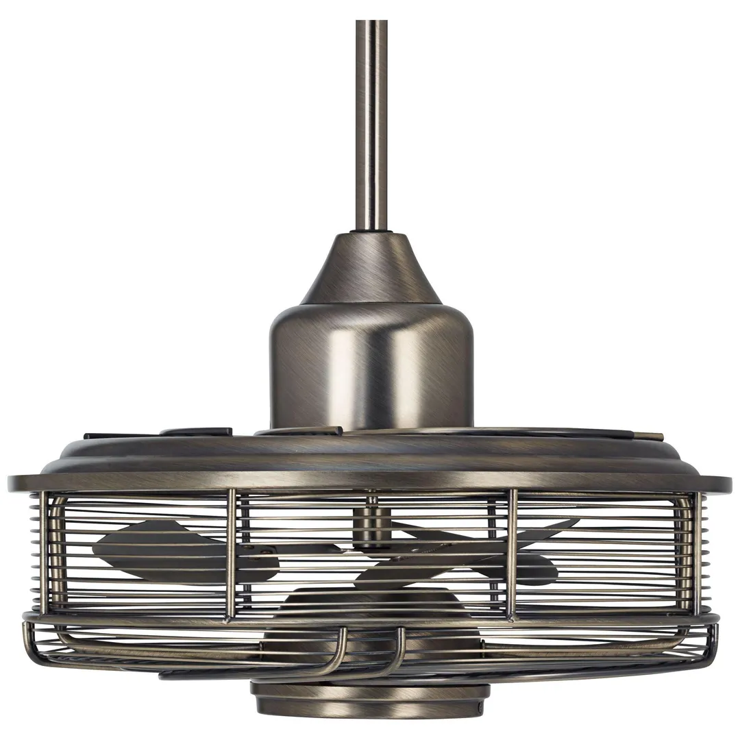 Casa Vieja 17" Casa Vieja Modern Outdoor Ceiling Fan with Light LED Cage Antique Bronze Frosted White Glass Damp Rated for Patio Porch, photo 6 of 7