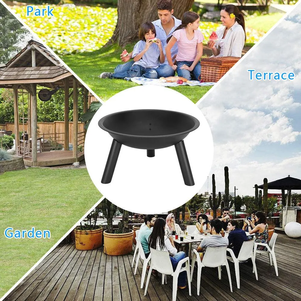 Ktaxon 22-Inch BBQ Grill Portable Wood Burning Fire Pits Iron Backyard Patio Garden Round Fire Pit Cooking Grill, Black, photo 4 of 12