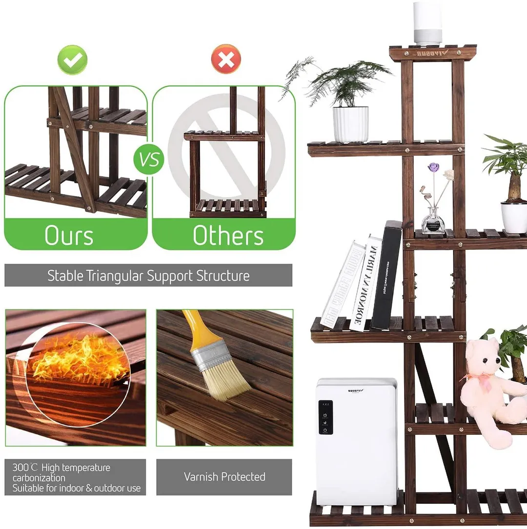 VIVOSUN  High Low Shelves Flower Rack Display Wood Plant Stand, photo 6 of 6