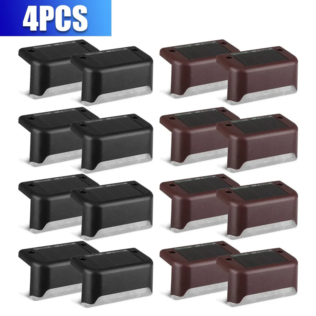 EEEKit 4Pcs Led Solar Deck Lights, Fence Post Solar Lights for Patio Pool Stairs Step and Pathway, Weatherproof LED Deck Lights Auto On/Off Solar Powered Outdoor Lights - White/Warm White, photo 9 of 9