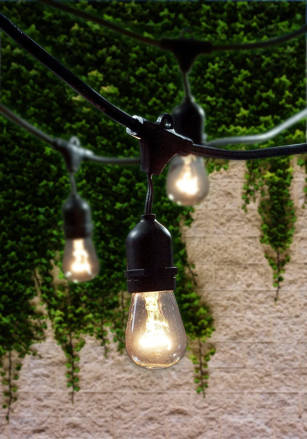 Ktaxon S14 Outdoor 48 Foot Globe String Lights - Set of 24 Sockets , Outdoor Lighting Heavy Duty Patio Lights,With 28 pcs Clear S14 Edison Bulbs, photo 6 of 6