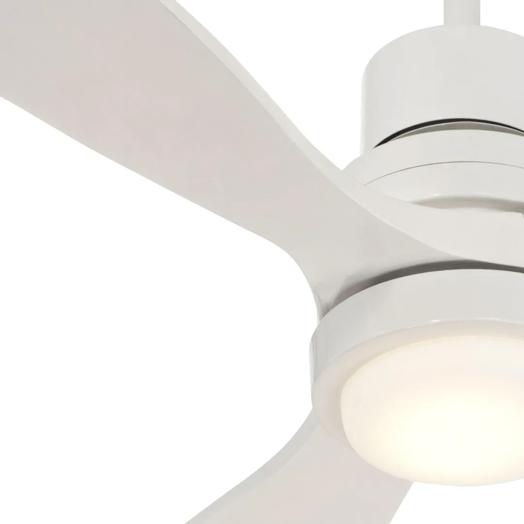 Casa Vieja 52" Casa Vieja Modern Outdoor Ceiling Fan with Light LED Delta-Wing White Wood Opal Glass Damp Rated for Patio Porch, photo 3 of 8
