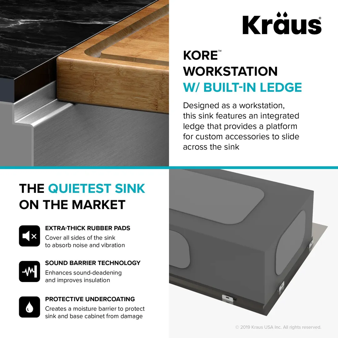 KRAUS Kore™ Workstation 32-inch Undermount 16 Gauge Single Bowl Stainless Steel Kitchen Sink with Accessories (Pack of 5), photo 6 of 13