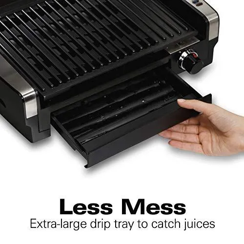 Hamilton Beach Electric Indoor Searing Grill Removable Easy-To-Clean Nonstick Plate, 6-Serving, Extra-Large Drip Tray, Stainless Steel (25360), photo 4 of 8