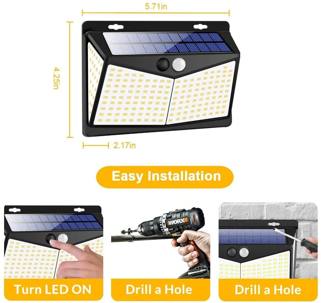 EXGREEM Solar Lights Outdoors 208 LED/3 Modes,exgreem Security Motion Sensor Night Lights, Wire-Free, IP65 Waterproof, Solar LED Light for Garden, Fence, Patio, Garage and Stairs (4 Pack), photo 3 of 8