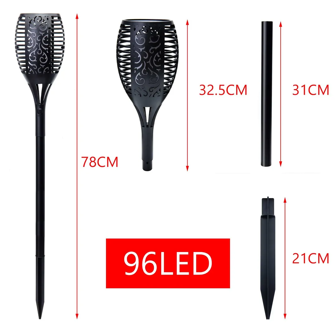 NK SUPPORT Solar Lights Outdoor, 30.7" 96 LED Flickering Flames Solar Torch Lights Garden Lights Waterproof Landscape Lighting Dusk to Dawn Security Dancing Flame Lights,1/2/4 Pack, photo 3 of 8