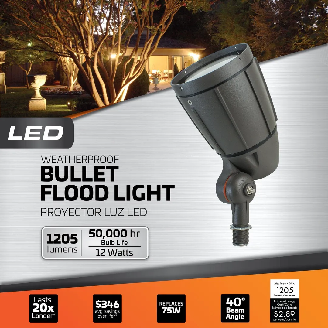 Newhouse Lighting BLF12BRZ 12-Watt Outdoor LED Flood Light, Weatherproof, Bronze. For use in flag pole, flood, backyards, playground, and landscape lighting applications., photo 3 of 5