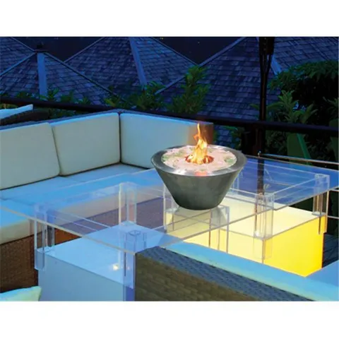 90294 Oasis Indoor Outdoor Fireplace with Polished White Rocks
