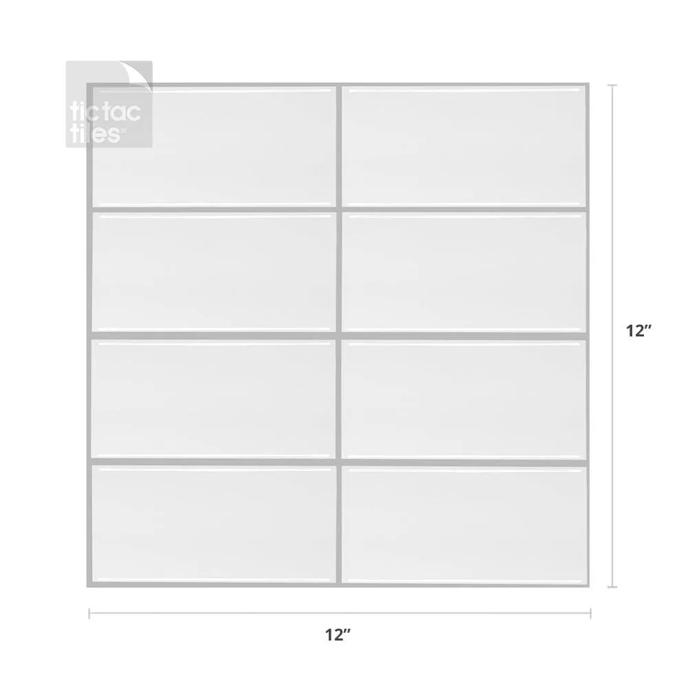Tic Tac Tiles - 12"x12" Premium Anti Mold Peel and Stick Wall Tile Backsplash in Subway White Straight (10 Tiles), photo 6 of 7