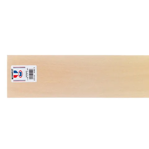 1/16 in thick · 4 in wide · 2 ft long Basswood Sheet #2/BTR Premium Grade