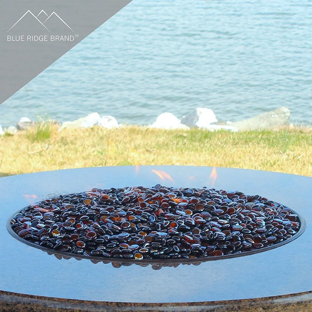 Blue Ridge Brand Fire Pit Glass - Dark Amber Reflective Fire Glass Beads 3/4" - Brown Reflective Fire Pit Glass Rocks - Blue Ridge Brand™ Reflective Glass Beads for Fireplace and Landscaping 3, 5, 10, 20, 50 Pounds, photo 4 of 6