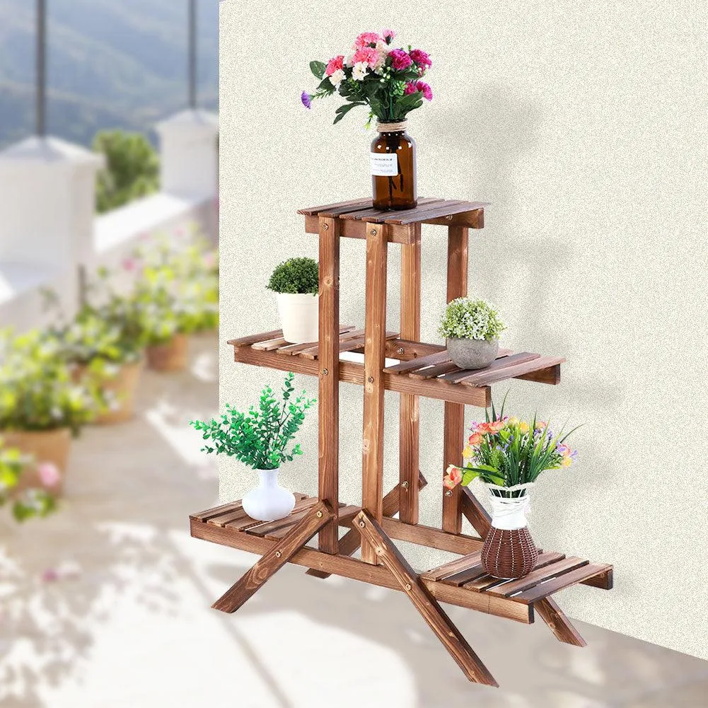 Dilwe 3 Tier Wood Flower Pot Rack Plant Stand Outdoor Indoor Utility Storage Shelf Rack Display for Living room Bedroom Yard Bedroom Garden Patio Balcony, photo 7 of 7