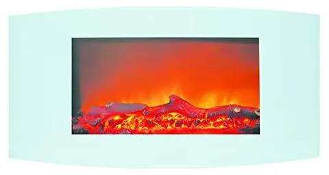 CAMBR35WMEF-2WHT 35" Curved Wall Mount Electronic Fireplace With Logs