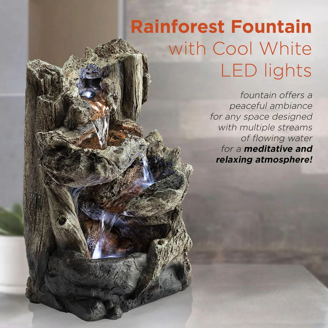 Alpine Corporation Tiered Log Tabletop Fountain with LED Lights, photo 6 of 11