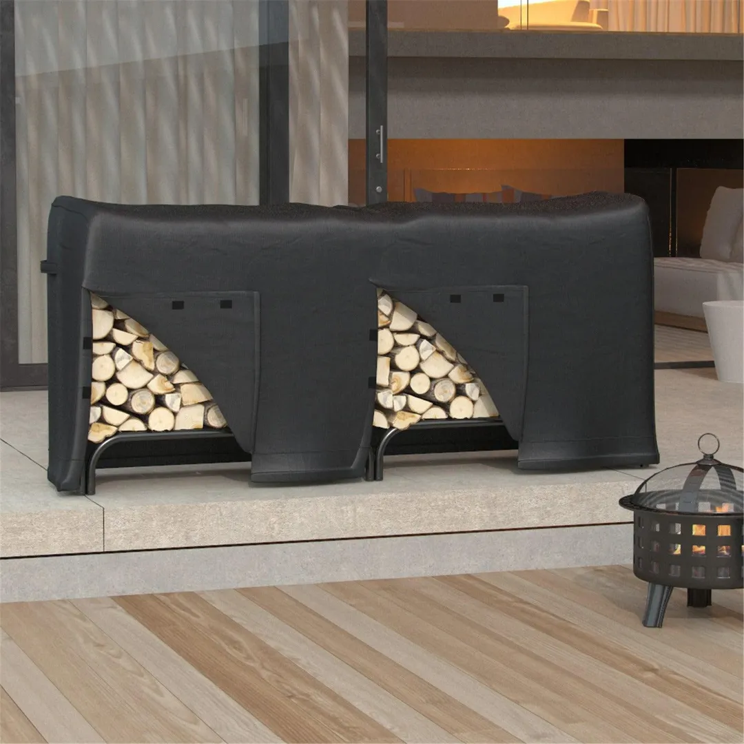 Gibson Living 8 Foot Black Water Resistant Firewood Log Rack Cover, photo 5 of 5