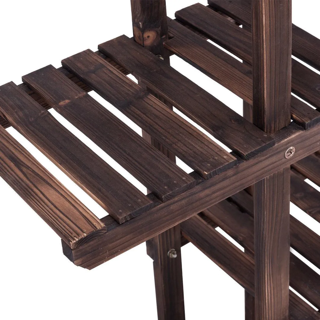 Costway Outdoor Wooden Flower Plant Stand - 6 Shelves, photo 9 of 9