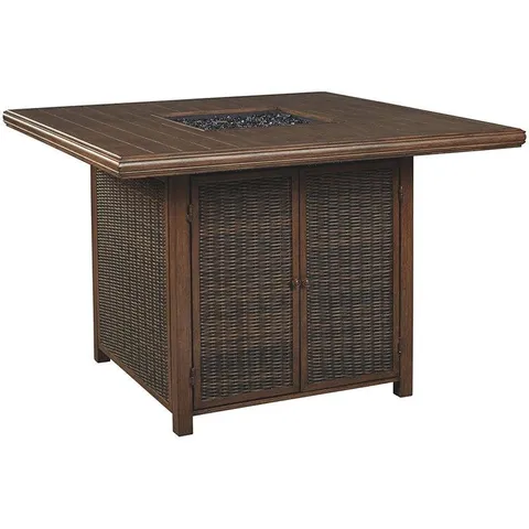 Paradise Trail Patio Fire Pit Pub Table in Brown