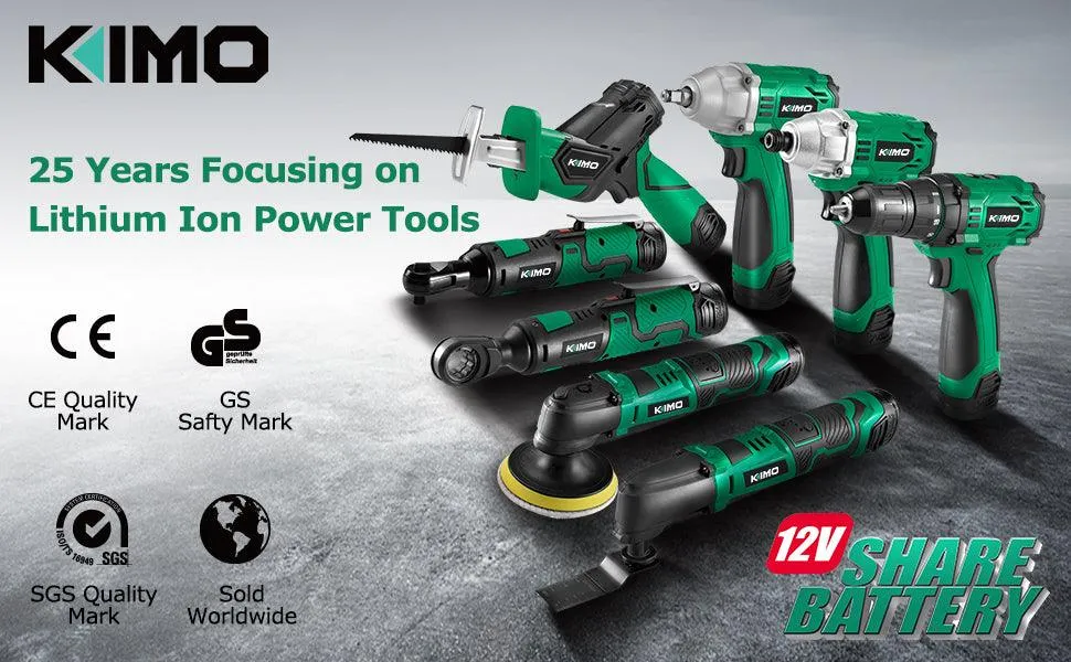 Kimo Cordless Electric Ratchet Wrench, 3/8" 40 Ft-lbs 400 RPM 12V Power Ratchet Wrench Kit w/ 60-min Fast Charge, Variable Speed, 2 Pack 2.0Ah Lithium-Ion Batteries, 8 Sockets, photo 5 of 7