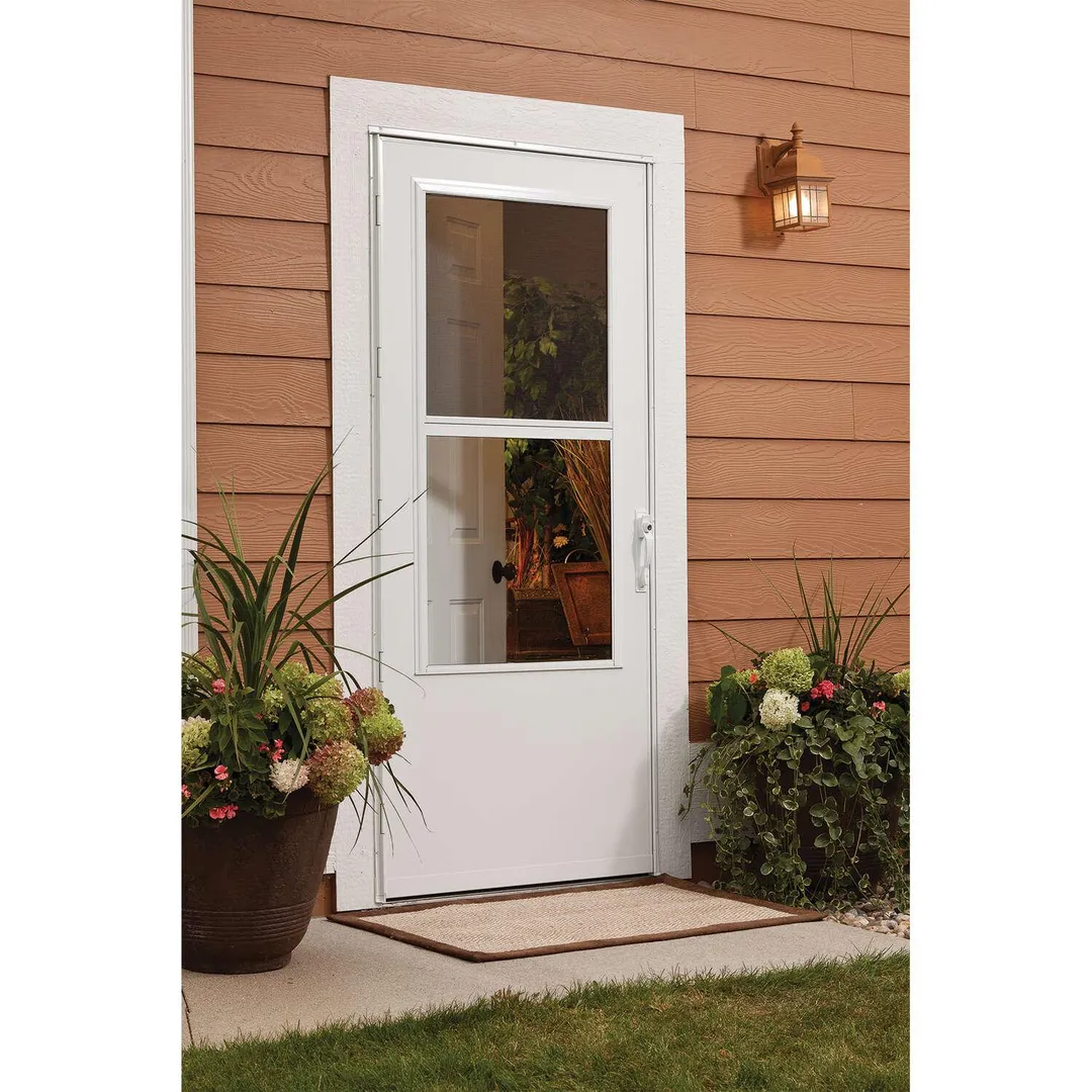 Larson 81 in. H X 32 in. W Vinyl/Wood White Mid-View Reversible Self-Storing Storm Door, photo 2 of 2