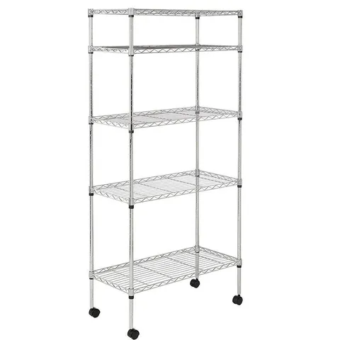 Commercial 5 Tier Adjustable Wire Metal Shelf Shelving Rack Rolling