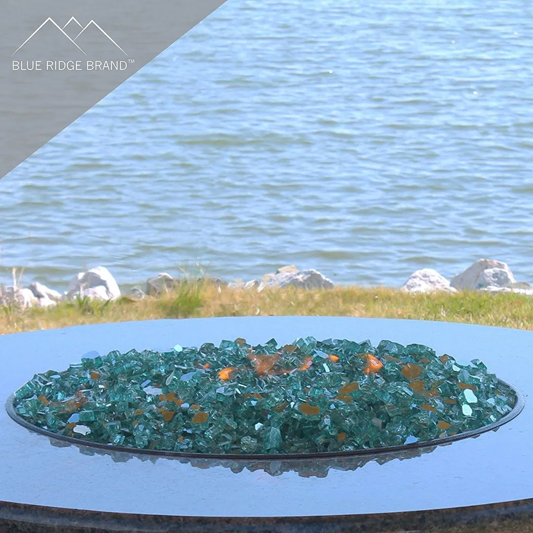 Blue Ridge Brand Fire Pit Glass - Green Reflective Fire Glass 1/2" - Reflective Fire Pit Glass Rocks - Blue Ridge Brand™ Reflective Glass for Fireplace and Landscaping 3, 5, 10, 20, 50 Pounds, photo 4 of 6