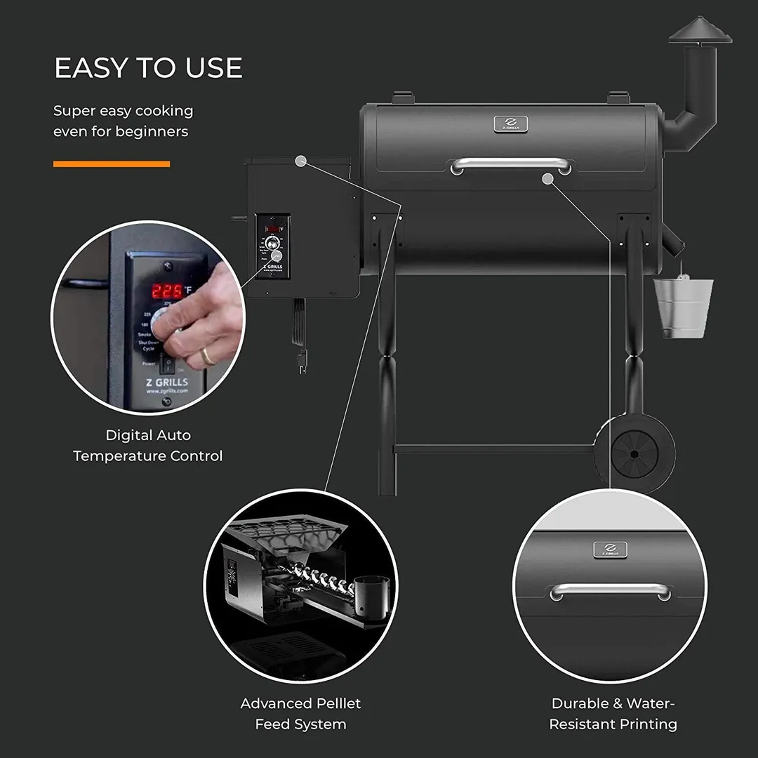 Z GRILLS ZPG-550B 2020 Upgrade Model Wood Pellet Grill & Smoker 6 in 1 BBQ Grill Auto Temperature Control, 550 sq Inch Deal, Black, photo 9 of 11