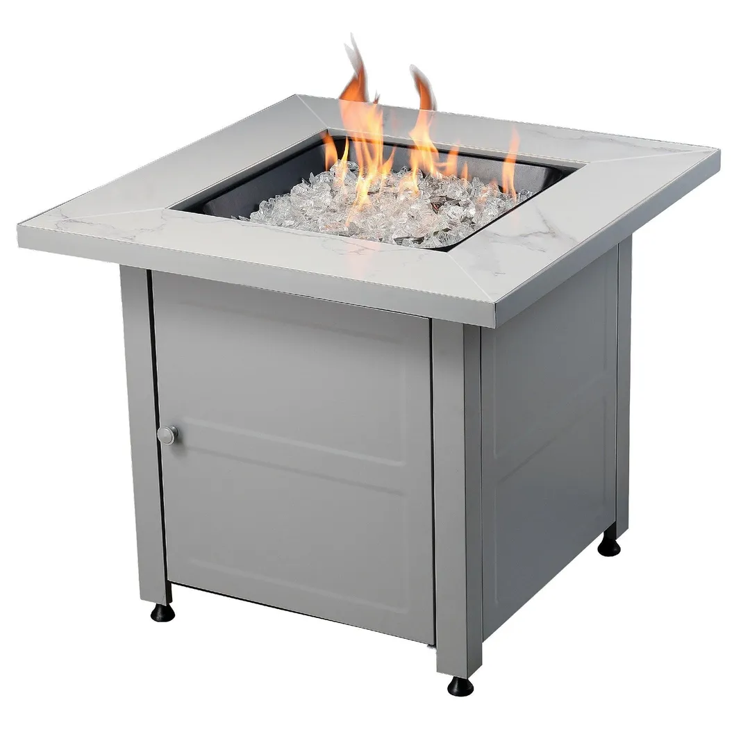 Endless Summer All Weather Outdoor Fire Pit with Faux Marble Finish, White Glass, photo 3 of 5