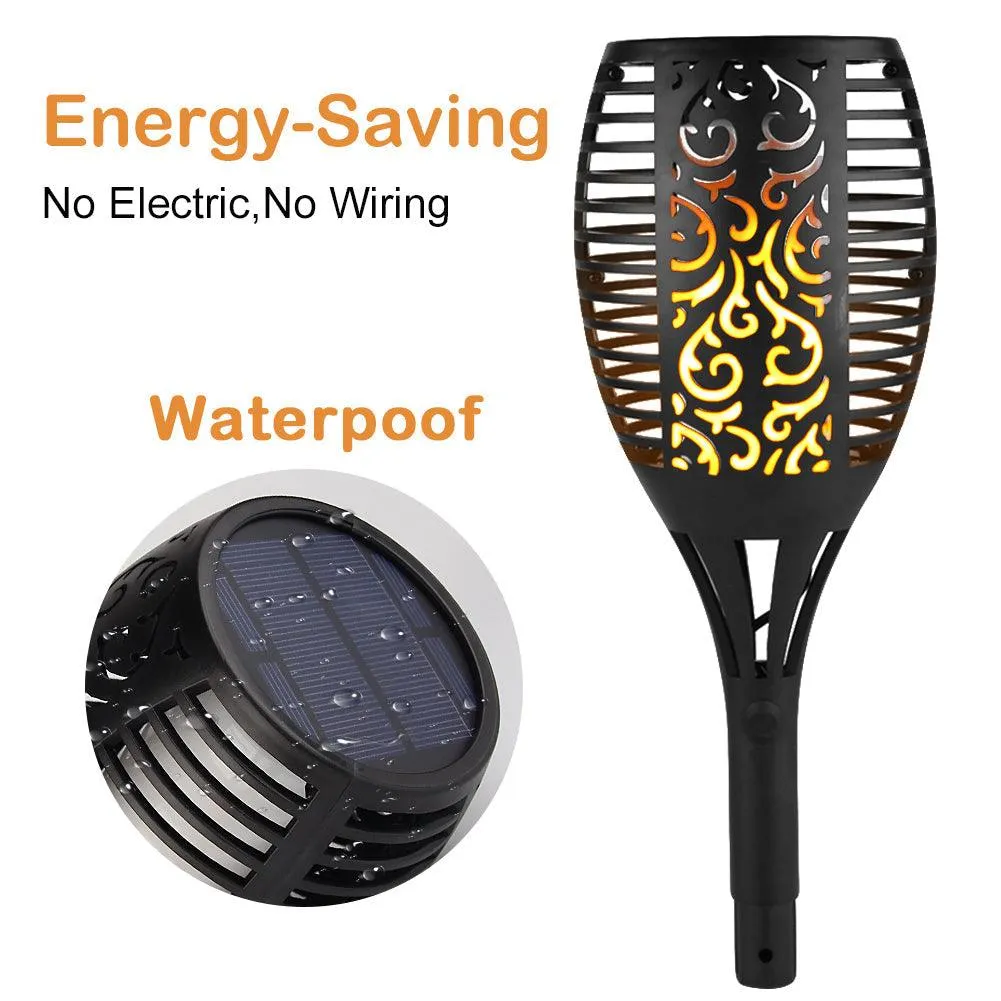 Topchances 10 Pack - Solar Lights Outdoor - Flickering Flames Torch Solar Path Light - Dancing Flame Lighting 96 LED Dusk to Dawn Flickering Tiki Torches Outdoor Waterproof Garden, photo 4 of 11