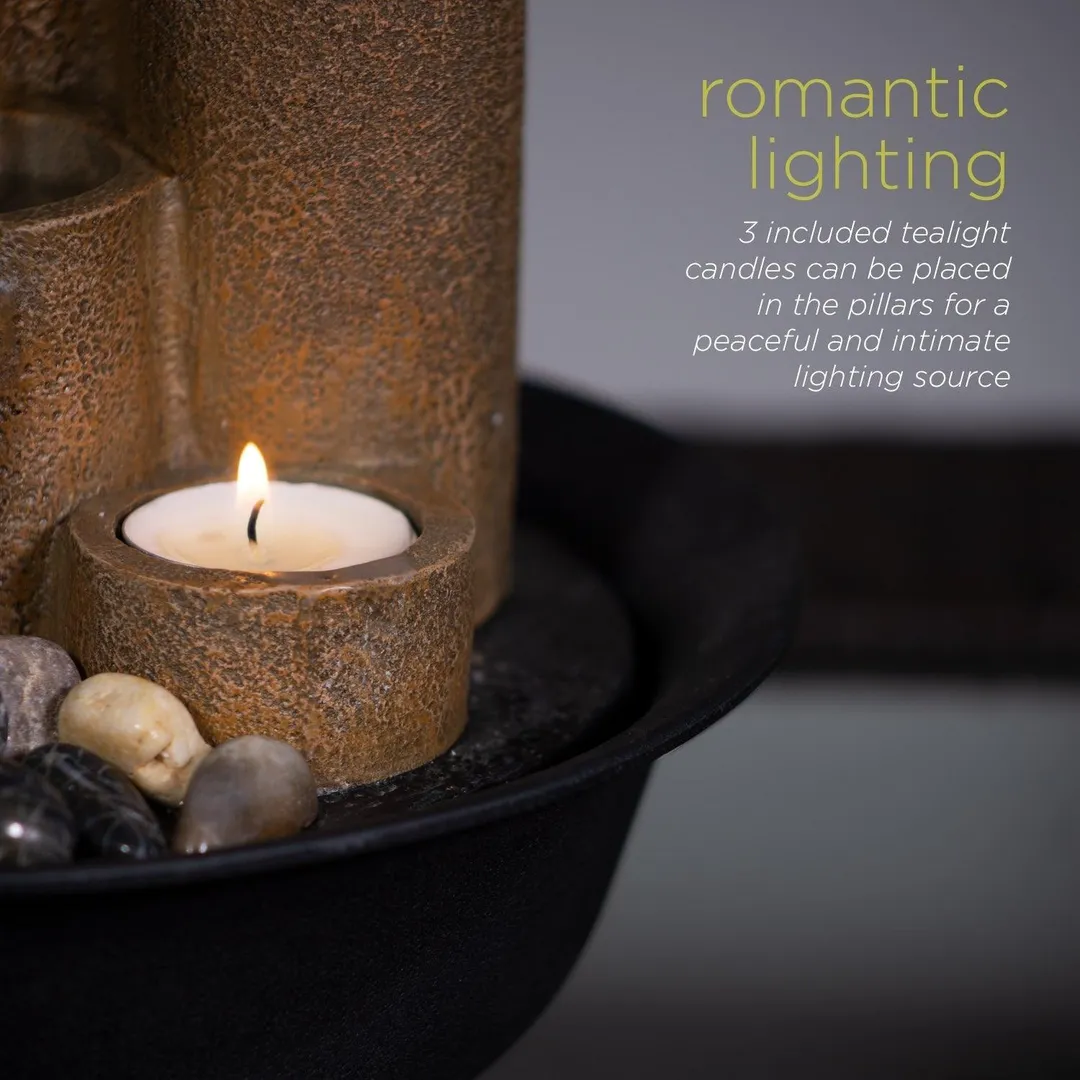 Alpine Corporation 11" Pouring Tiers Tabletop Fountain with 3 Candles, photo 5 of 7
