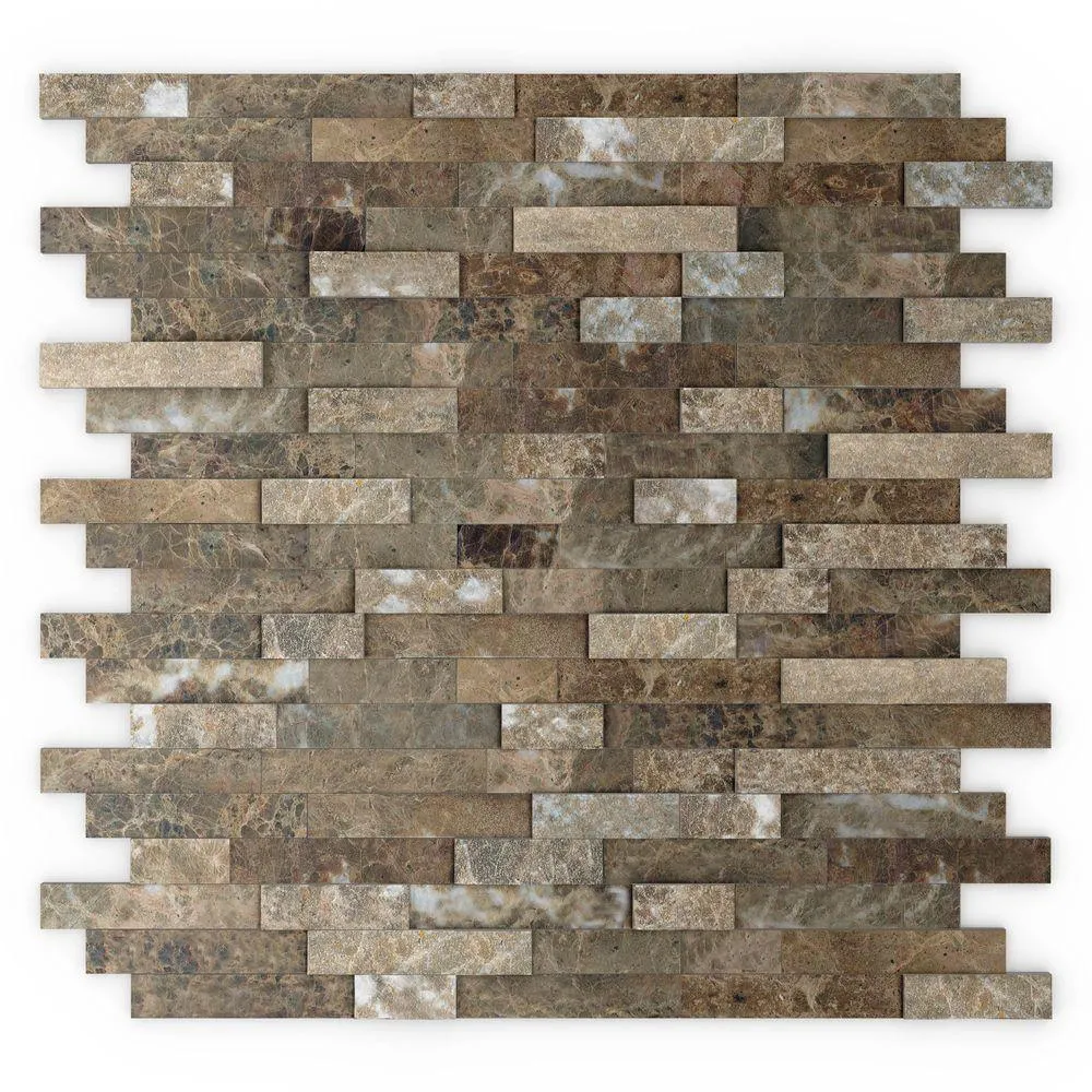 Inoxia SpeedTiles Bengal Brown 11.77 in. x 11.57 in. x 8 mm Stone Self-Adhesive Wall Mosaic Tile (11.4 sq. ft. / case), photo 14 of 23