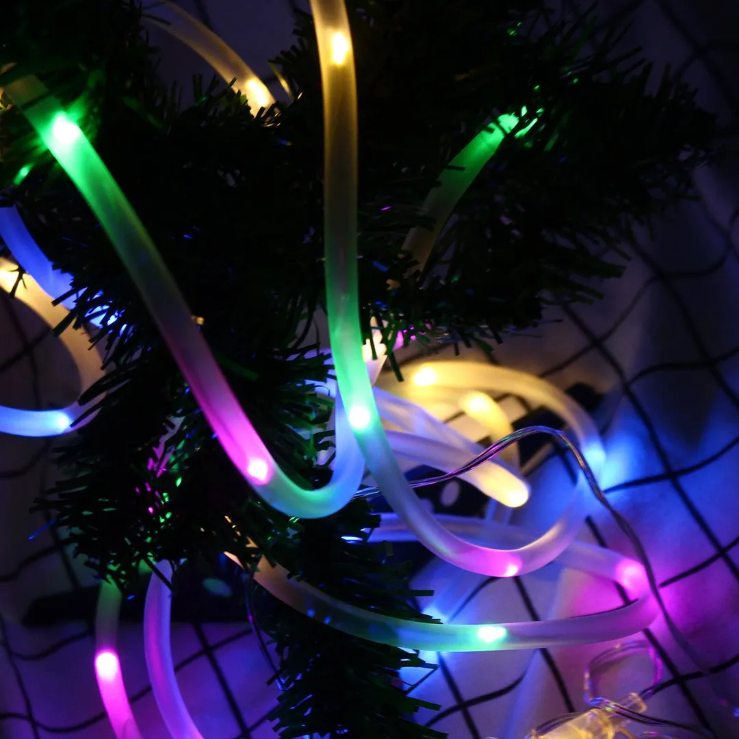 Novashion 100 LEDs 39FT(12M) Solar Rope Tube Lights Waterproof RGB String Light with 8 Lighting Mode Outdoor Garden Lamp Christmas Wedding Party Decor, photo 9 of 18