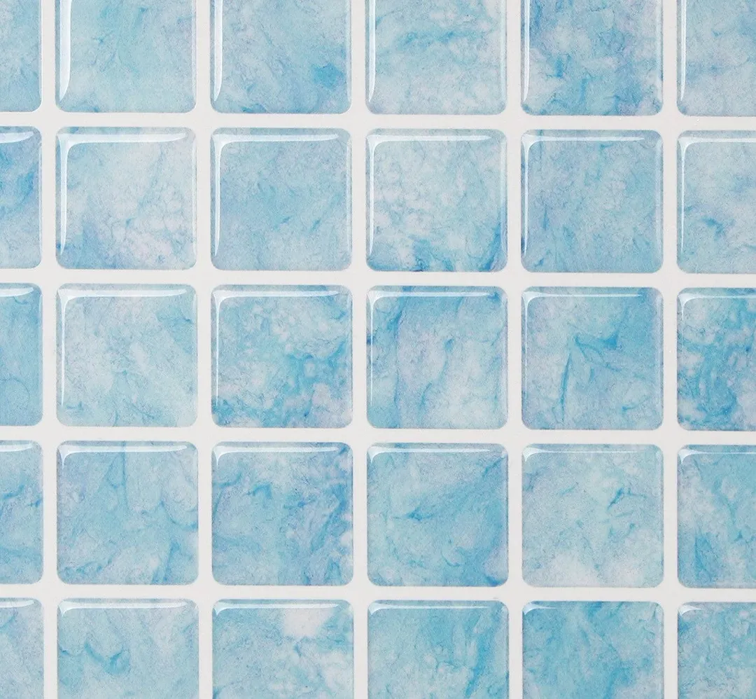 Tic Tac Tiles 10-Sheet Peel and Stick Self Adhesive Removable Stick On Kitchen Backsplash Bathroom 3D Wall Sticker Wallpaper Tiles in Vetro Aqua, photo 2 of 5