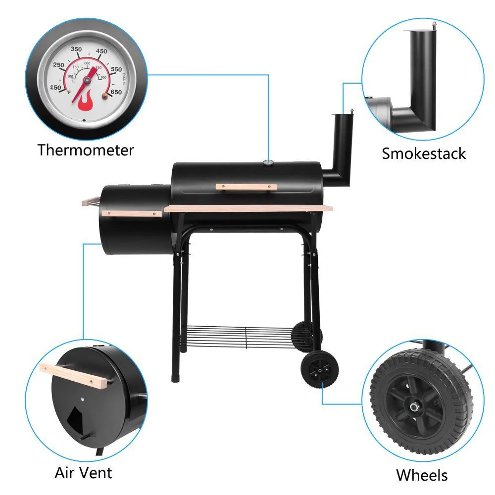 Charcoal BBQ Grill Outdoor Meat Cooker Smoker Patio Backyard Black, photo 4 of 7