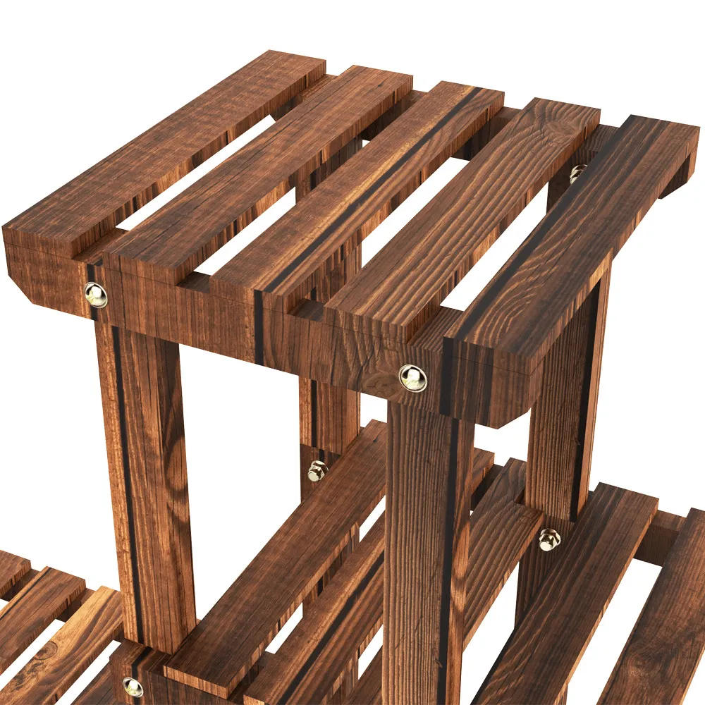 Yaheetech 4-Layer Rolling Wooden Flower Stand Flower Plant Display Stand Shelf Ladder Stand for Living Room Balcony Patio Yard Indoors & Outdoors, photo 5 of 10