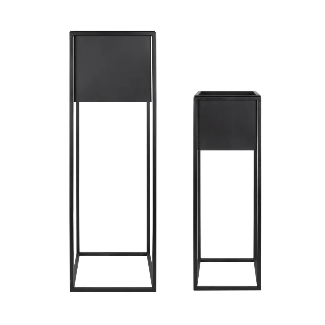 Kate and Laurel Palade Modern Indoor Plant Stand, Set of 2, Black, Chic Metal Indoor Planter, photo 5 of 7