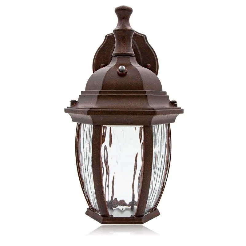 Maxxima LED Outdoor Wall Light, Aged Bronze w/Clear Water Glass, Dusk to Dawn Sensor, 580 Lumens Warm White, photo 2 of 4