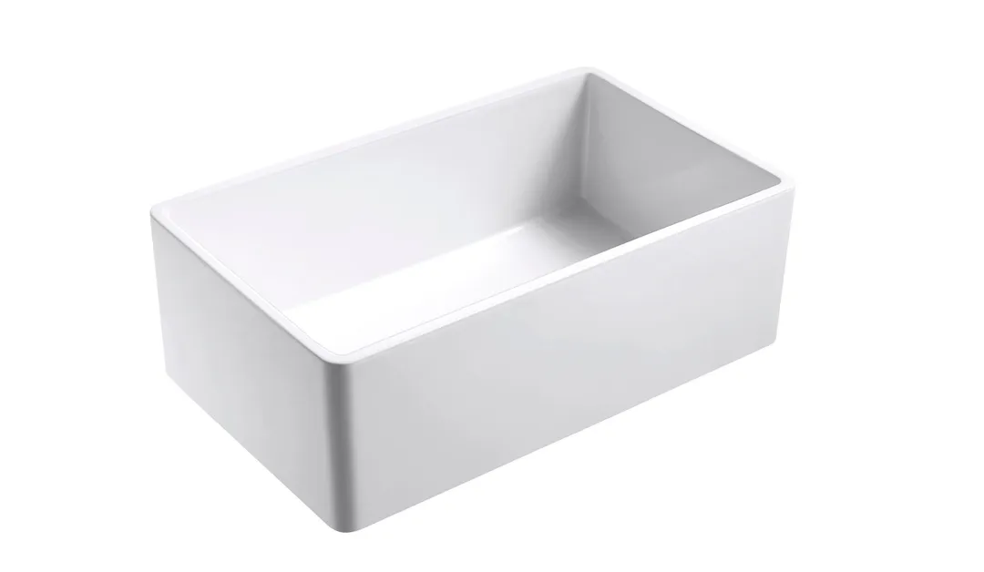 Olde London Farmhouse Fireclay 27" Kitchen Sink with Grid and Strainer in White, photo 2 of 7