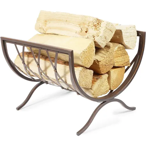 Iron Steel Curved Firewood Rack Fireplace Log Wood Storage Holder for Indoor Outdoor